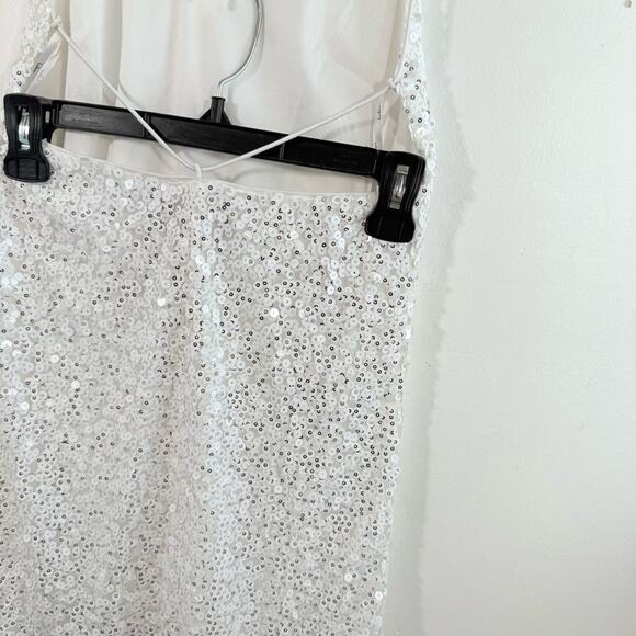 Lulu’s Force Of Fashion White Sequin Low Open Back Sequin Mini Dress XS Bride - Picture 13 of 15